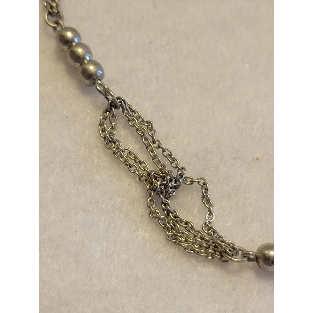 Necklace Jewelry Knotted Chain Silver Tone Metal Beaded Statement‎ Fashion